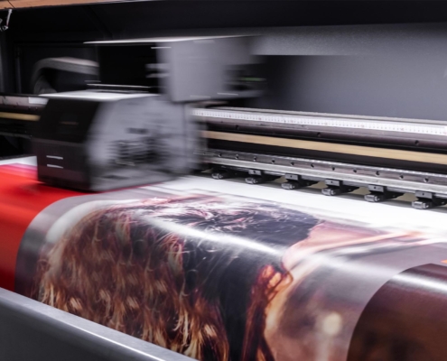 Printhead in motion on a large format printer