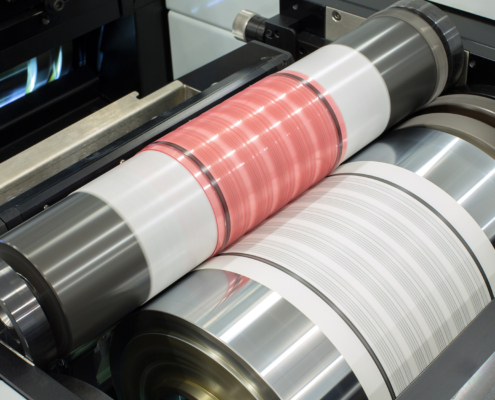 Flexography printing process on in-line press machine